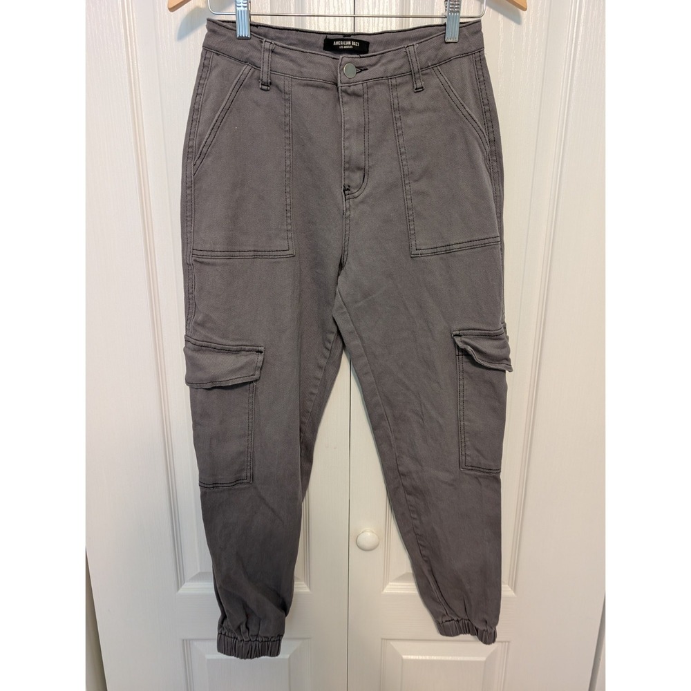 AMERICAN BAZI Women Gray Cargo Pants Style Cotton Spandex  Size 30x28